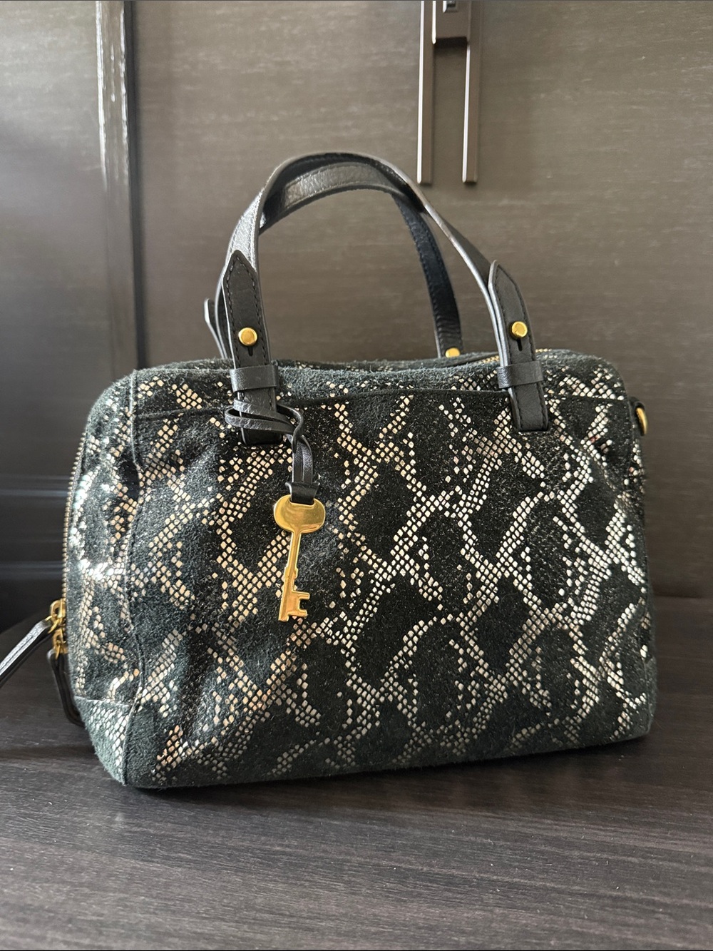 Fossil Python Rachel Satchel Handbag Purse